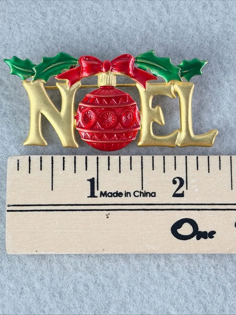 Christmas Holiday Vintage Signed JJ Brooch Pin NOEL Ornament Enamel